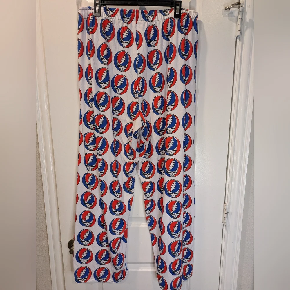 NWOT Grateful Dead Stealie Lounge Pants Red Blue Skull Print Drawstring 2XL